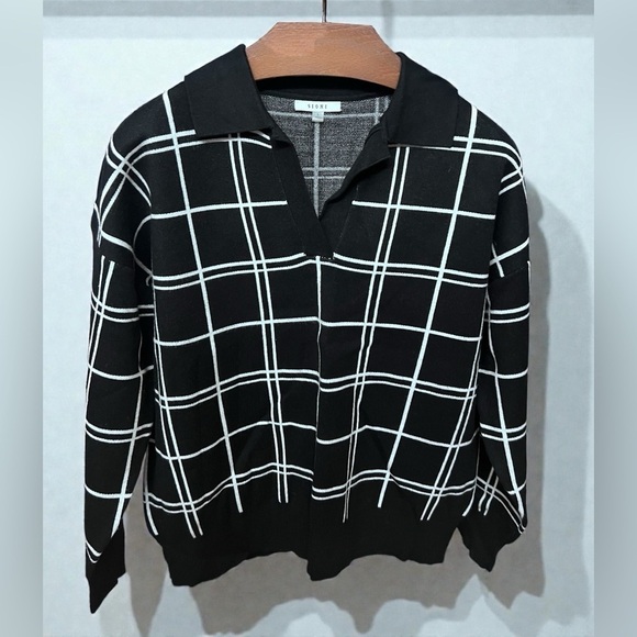 Sioni Sweaters - Black and White Checkered Women’s Sweater - Large